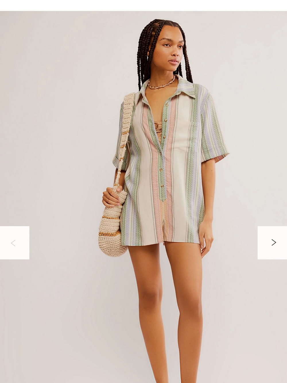 Free People Pastel Stripe Henley Tunic